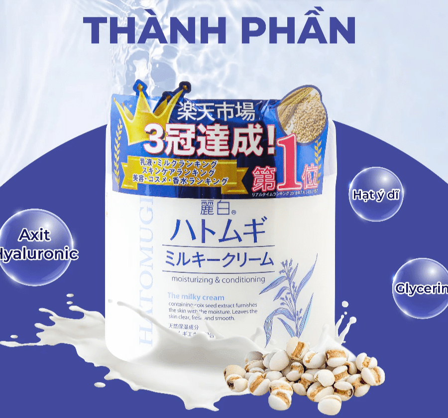 GEL DƯỠNG ẨM HATOMUGI CHIẾT XUẤT HẠT Ý DĨ NATURIE LÀM DỊU DA & CẤP NƯỚC TỨC THÌ 8 Gel dưỡng ẩm Hatomugi