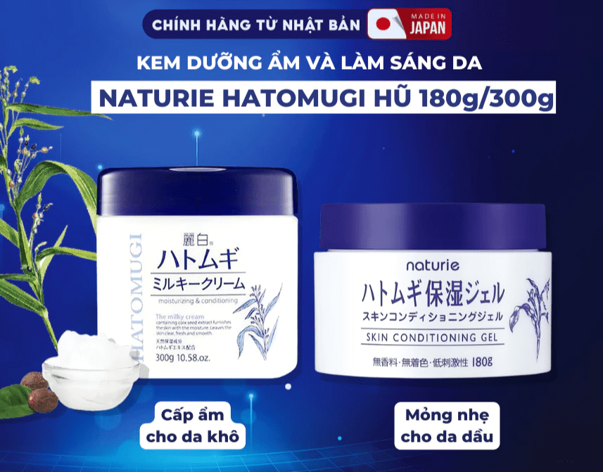 GEL DƯỠNG ẨM HATOMUGI CHIẾT XUẤT HẠT Ý DĨ NATURIE LÀM DỊU DA & CẤP NƯỚC TỨC THÌ 5 Gel dưỡng ẩm Hatomugi