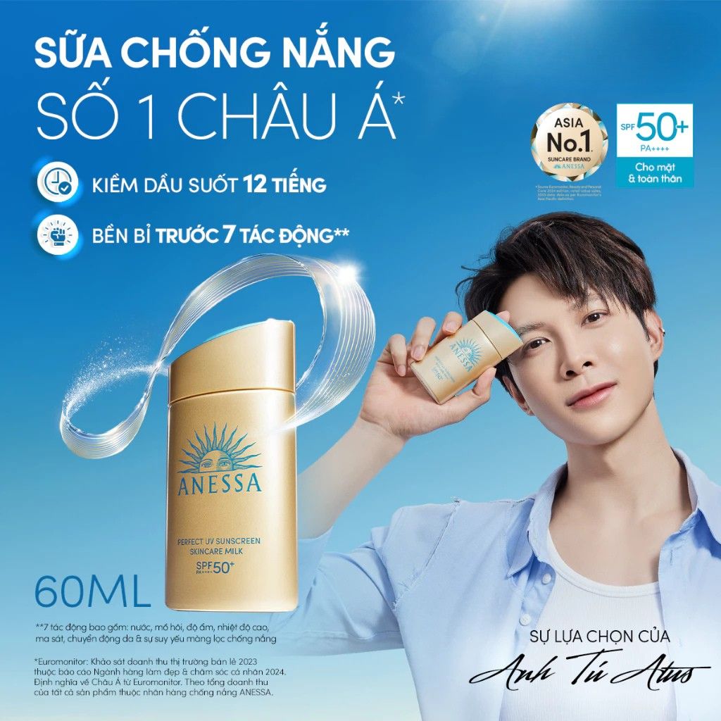 KEM CHỐNG NẮNG ANESSA DƯỠNG DA KIỀM DẦU SPF500+ PA++++ 60ml 2 Kem chống nắng Anessa dạng sữa vàng