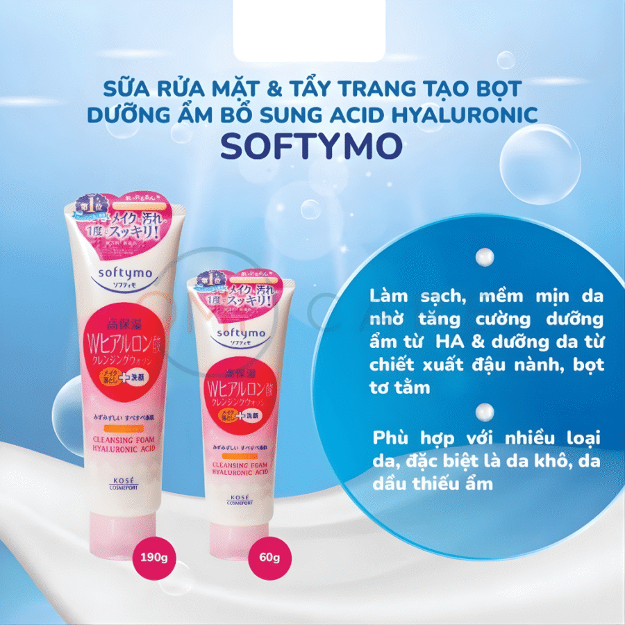 Trang chủ 27 SỮA RỬA MẶT & TẨY TRANG TẠO BỌT DƯỠNG ẨM BỔ SUNG ACID HYALURONIC SOFTYMO 190G