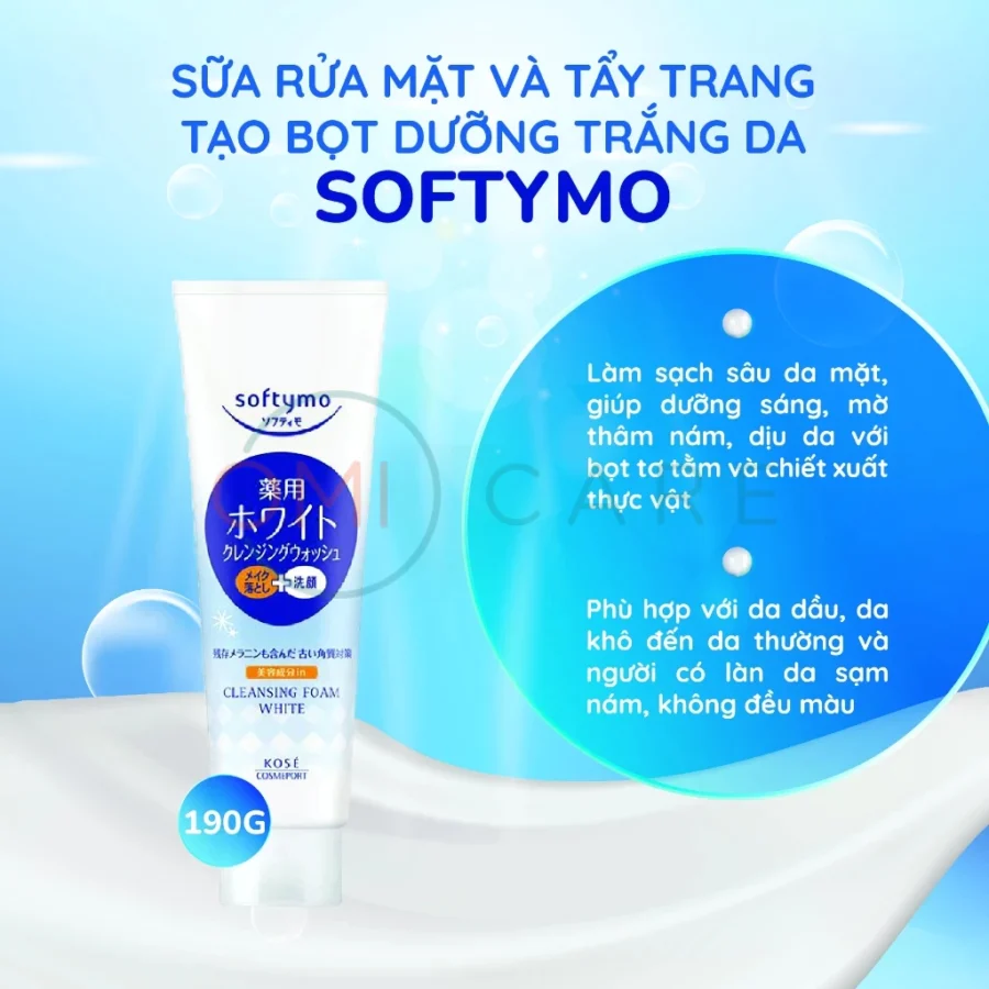 Trang chủ 29 SỮA RỬA MẶT & TẨY TRANG TẠO BỌT DƯỠNG TRẮNG DA SOFTYMO TUÝP 190G