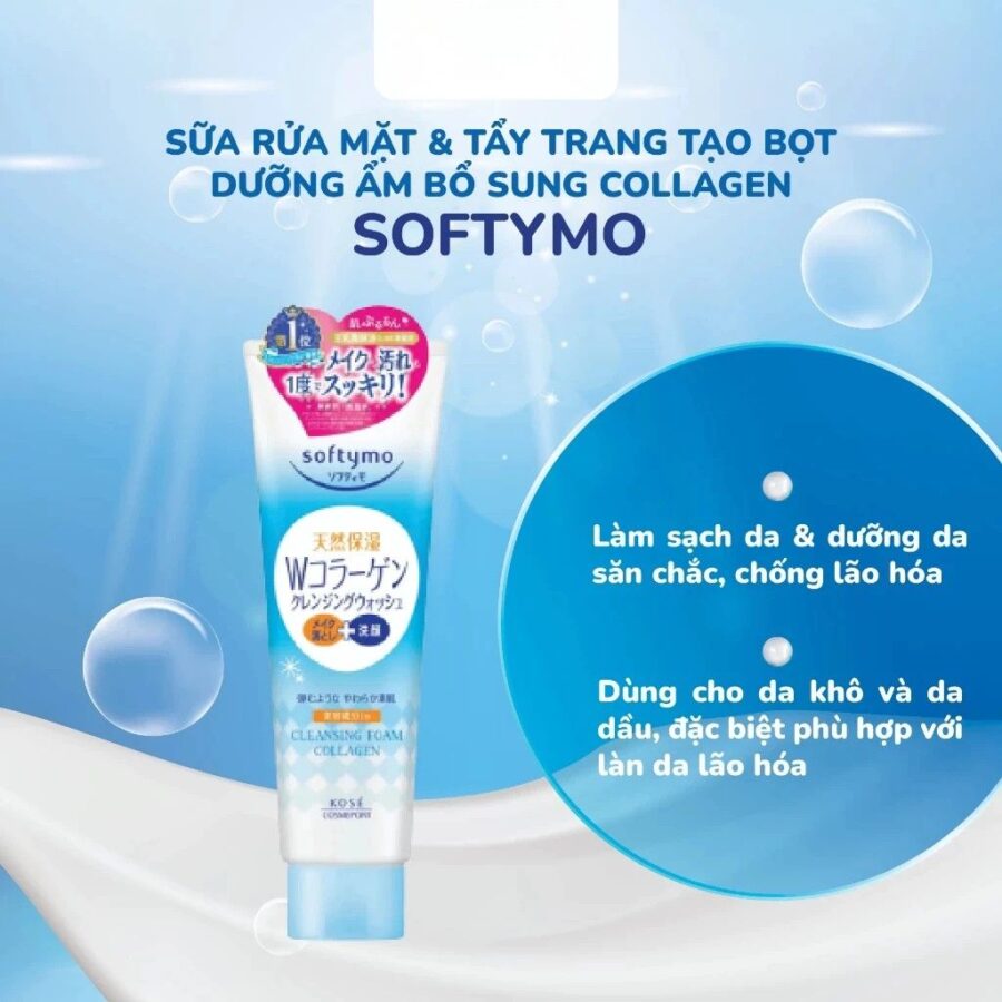 Trang chủ 31 SỮA RỬA MẶT & TẨY TRANG TẠO BỌT DƯỠNG ẨM BỔ SUNG COLLAGEN SOFTYMO 190G