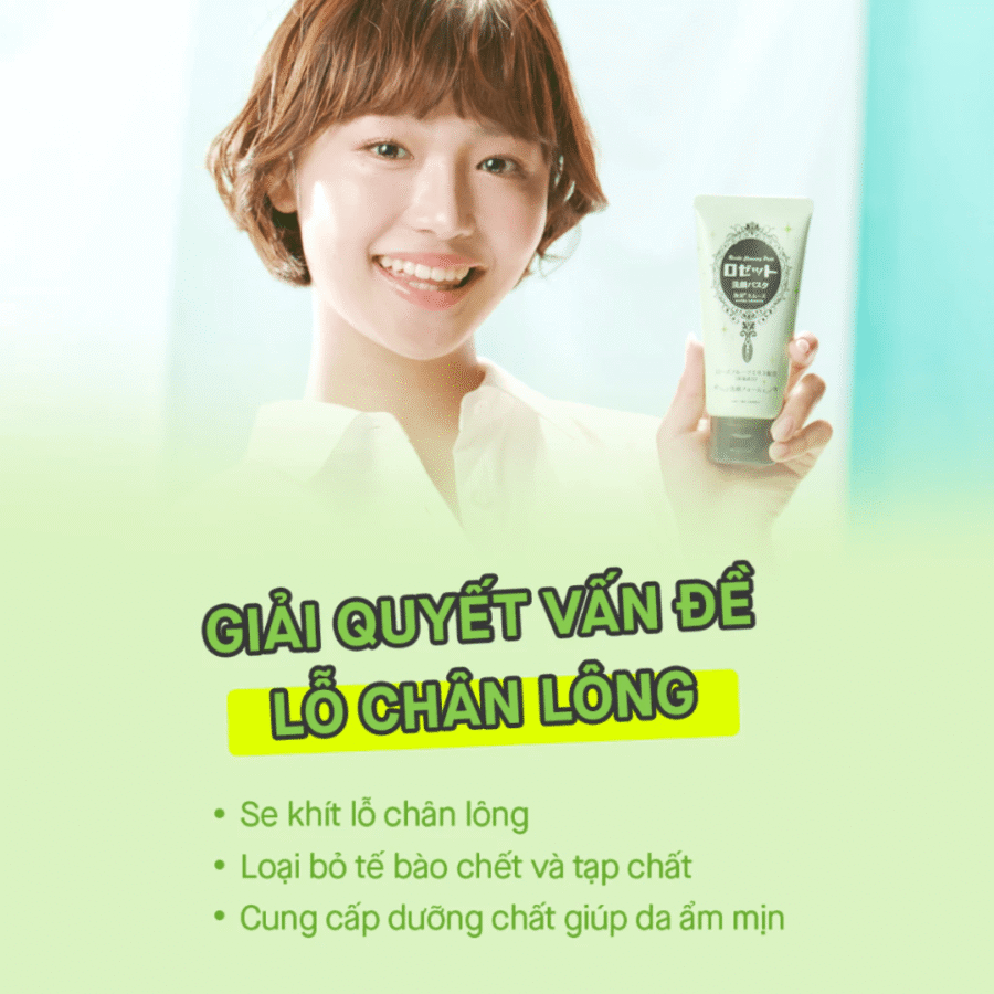 SỮA RỬA MẶT ROSETTE 80G XANH LÁ - SE KHÍT LỖ CHÂN LÔNG