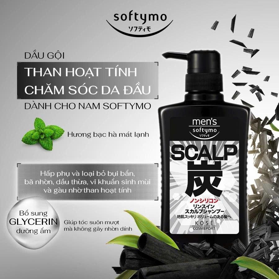 Dầu gội than hoạt tính cho nam Softymo