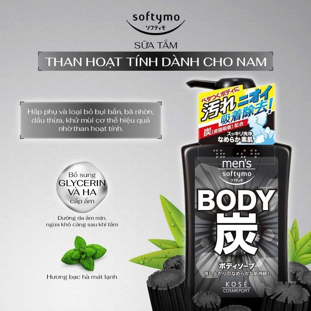 Sữa Tắm Softymo Than Hoạt Tính Cho Nam