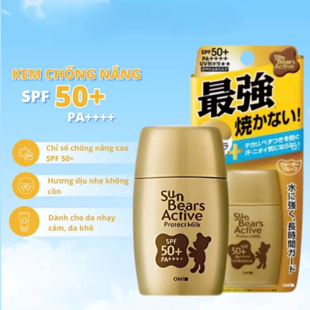 KEM CHỐNG NẮNG CHỐNG THẤM NƯỚC, LÂU TRÔI OMI SUNBEARS SPF 50+ PA++++ 2 KEM CHỐNG NẮNG CHỐNG THẤM NƯỚC, LÂU TRÔI OMI SUNBEARS SPF 50+ PA++++ - Ảnh 2