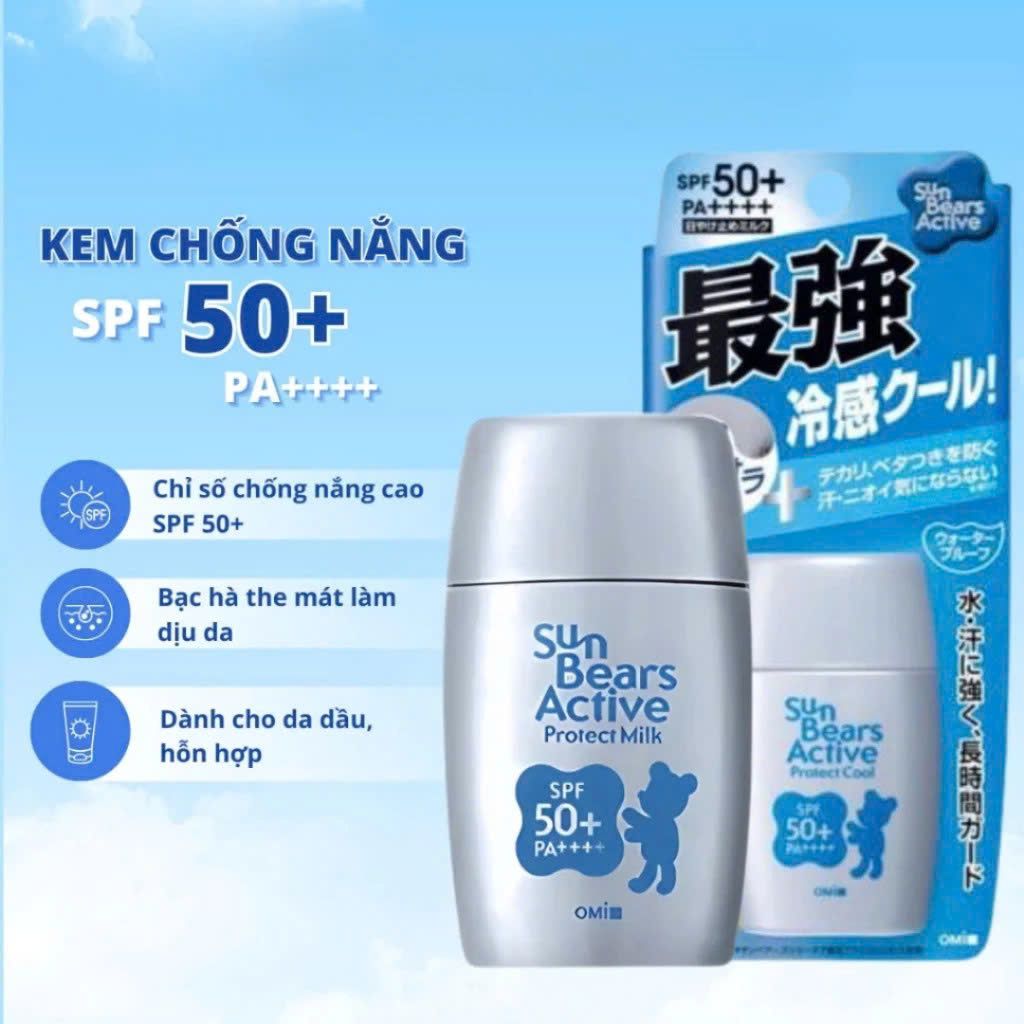 KEM CHỐNG NẮNG CHỐNG THẤM NƯỚC, LÂU TRÔI OMI SUNBEARS SPF 50+ PA++++ 3 KEM CHỐNG NẮNG CHỐNG THẤM NƯỚC, LÂU TRÔI OMI SUNBEARS SPF 50+ PA++++ - Ảnh 3